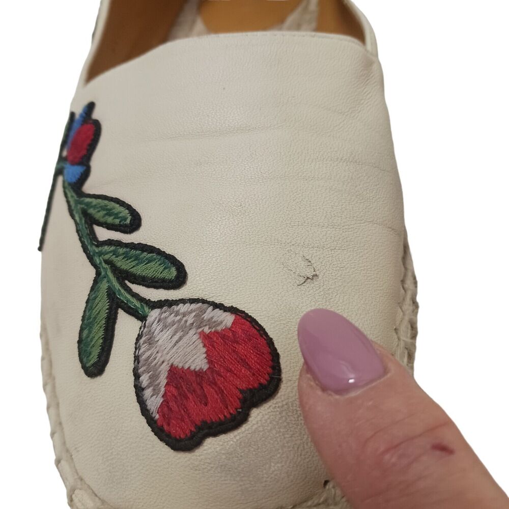 Gucci Leather Espadrille Sz 8.5‎ Ivory Red Floral Embroidered PILAR NAPA Ophelia - Picture 7 of 16